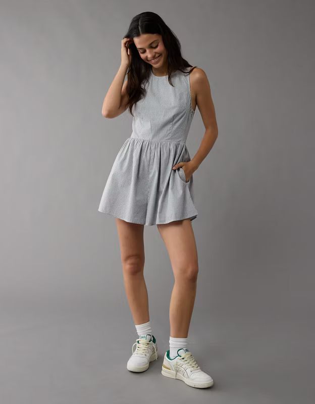 AE High Neck Fit & Flare Romper | American Eagle Outfitters (US & CA)