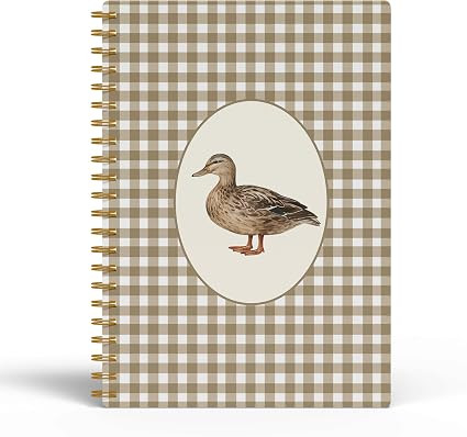 Beige Gingham Duck Notebook, Gifts for Duck Lovers, Beige Checkered Aesthetic Journal for Women M... | Amazon (US)