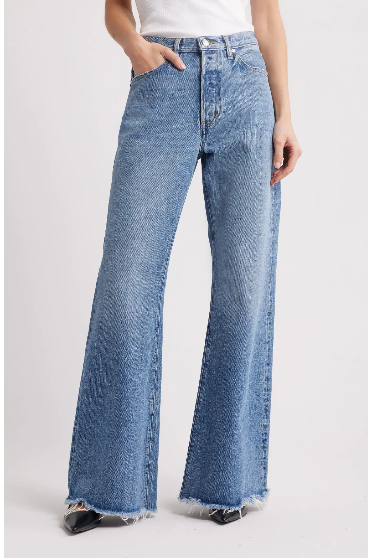 The Lax Frayed High Waist Flare Jeans (Women) | Nordstrom | Nordstrom