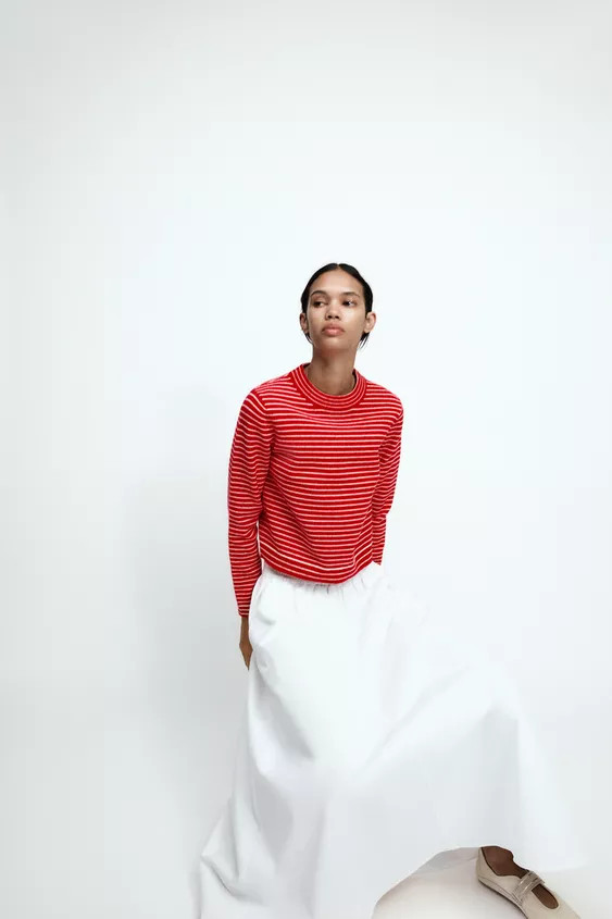 SHORT STRIPED KNIT SWEATER | Zara US