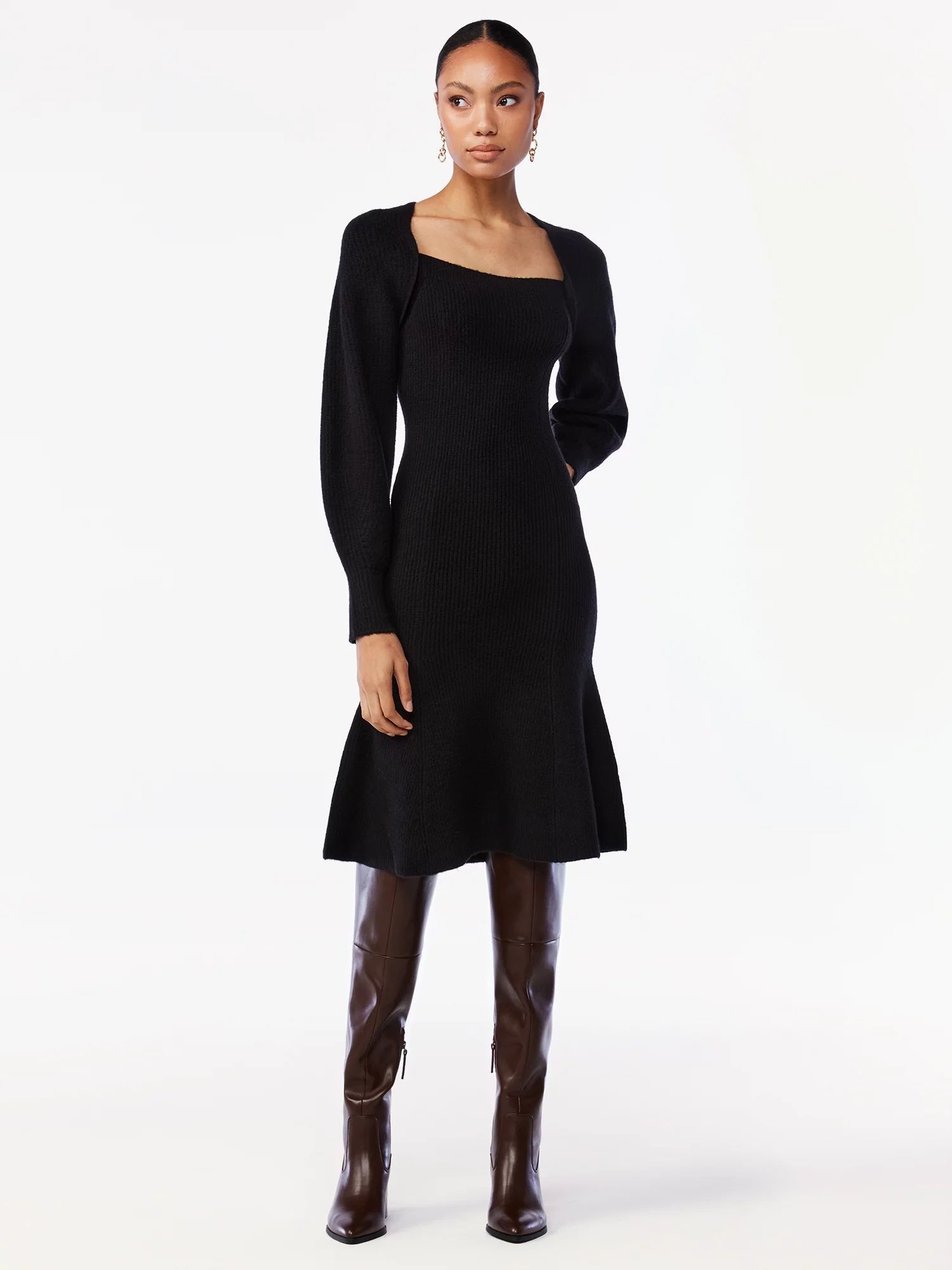 Scoop Women's Square Neck Sweater Dress - Walmart.com | Walmart (US)