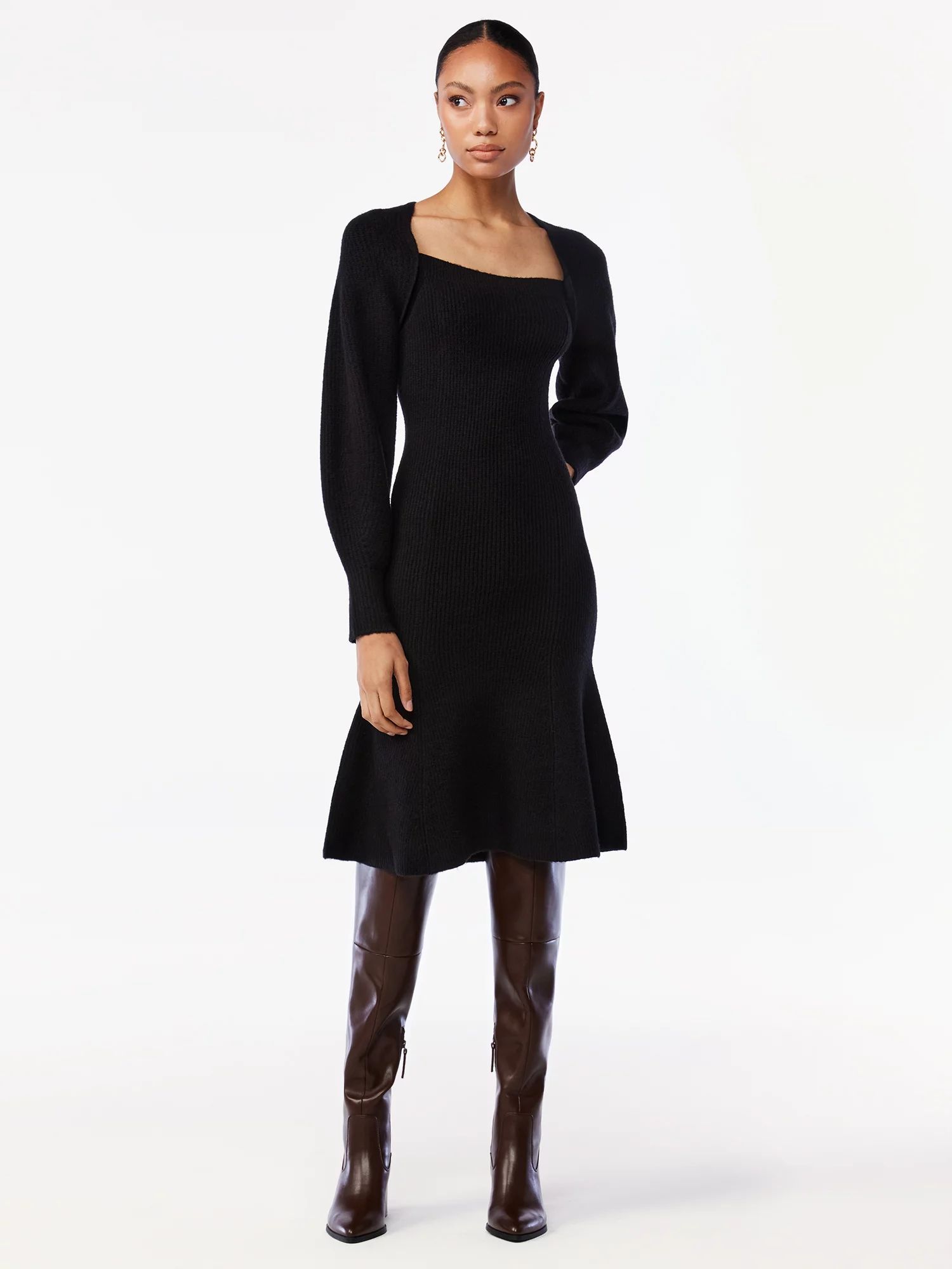 Scoop Women's Square Neck Sweater Dress | Walmart (US)