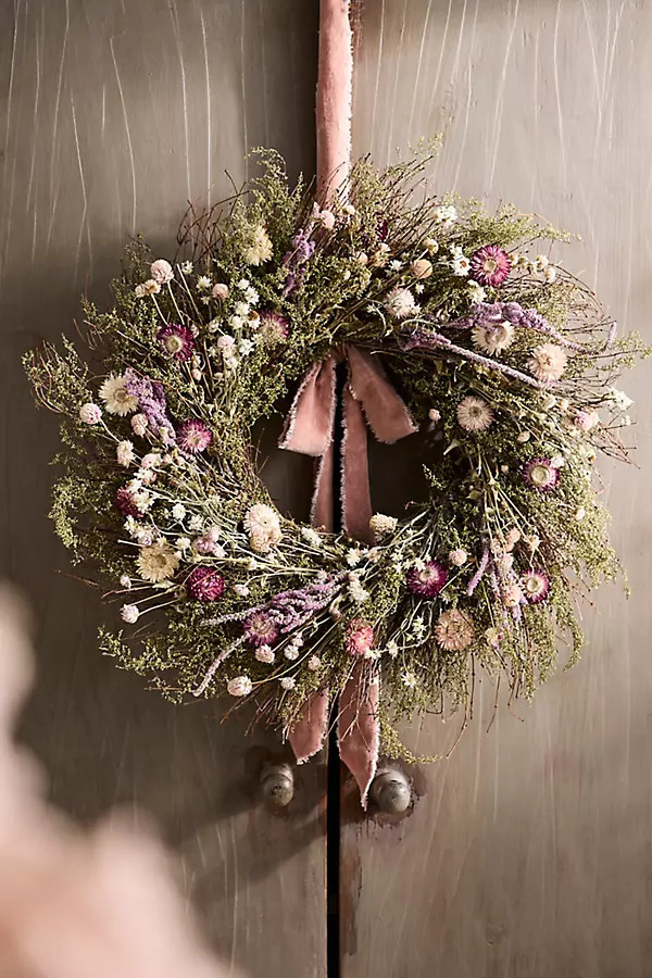 Pink Pinwheel Dried Wreath at Terrain
