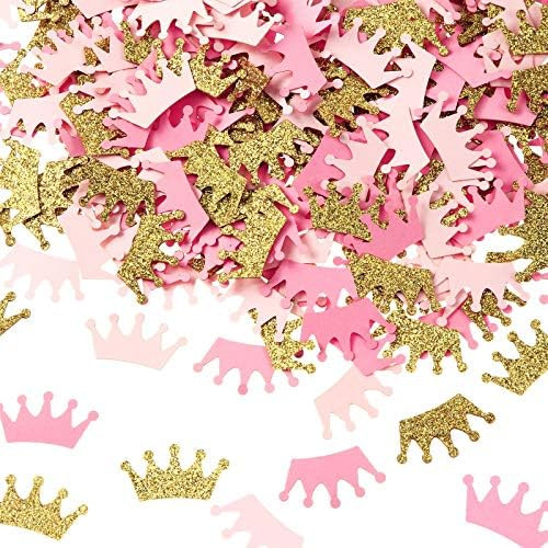 300 Pieces Crown Confetti Glittery Prince King Crown Confetti Baby Shower Crown Confetti for Baby Gi | Amazon (US)