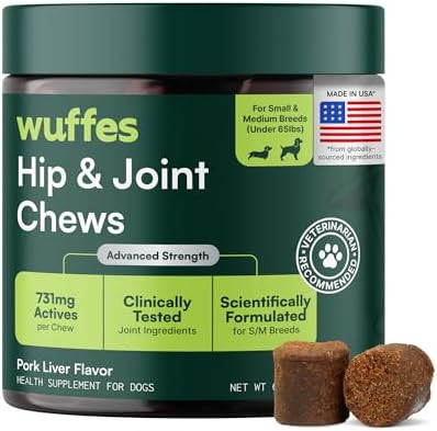Wuffes Advanced Dog Hip and Joint Supplement with Glucosamine, Chondroitin, Omega 3, MSM, and Gre... | Amazon (US)