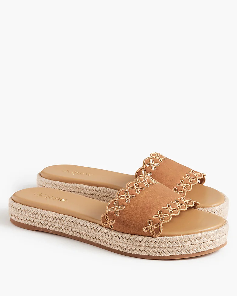 Platform embroidered slide sandals | J.Crew Factory