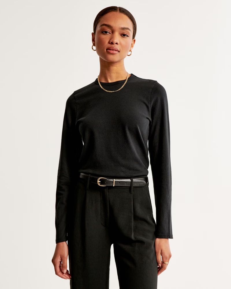 Women's Essential Long-Sleeve Skimming Tee | Women's Tops | Abercrombie.com | Abercrombie & Fitch (US)