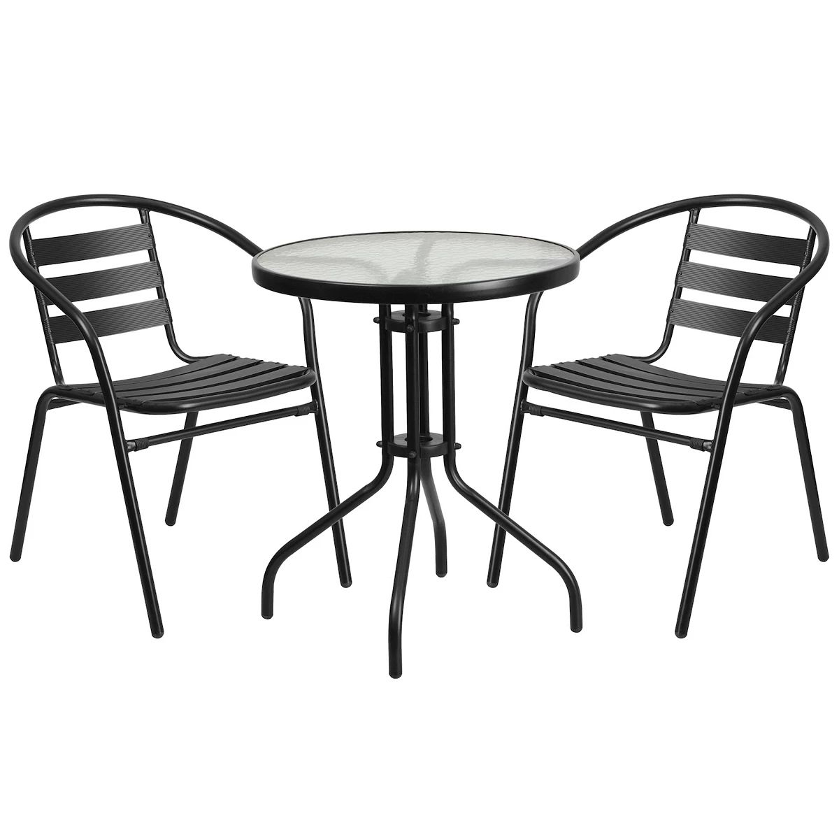 Flash Furniture Patio Round Bistro Table & Slatted Chair 3-piece Set | Kohl's