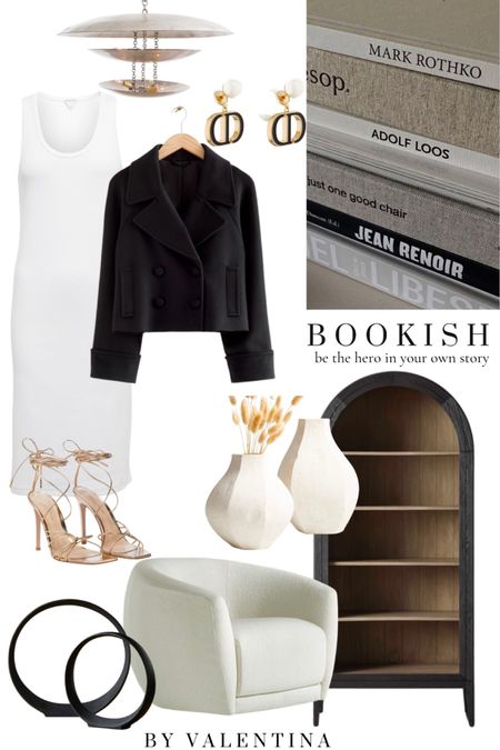 Bookish edit, classic style, spring style, transitional style, black blazer, white ribbed midi dress, home decor, white chair, bookshelf, home library 

#LTKhome #LTKSeasonal #LTKstyletip
