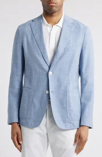 BOSS Hanry Slim Fit Light Blue Slub Wool & Cotton Blend Sport Coat | Nordstrom | Nordstrom