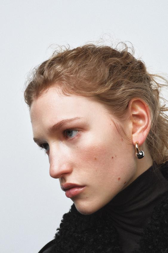 COMBINATION BALL HOOP EARRINGS | Zara US