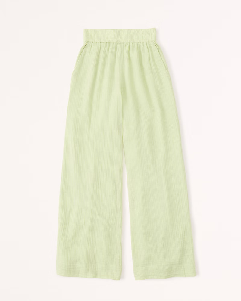 Women's Crinkle Cotton Wide Leg Pants | Women's Bottoms | Abercrombie.com | Abercrombie & Fitch (US)