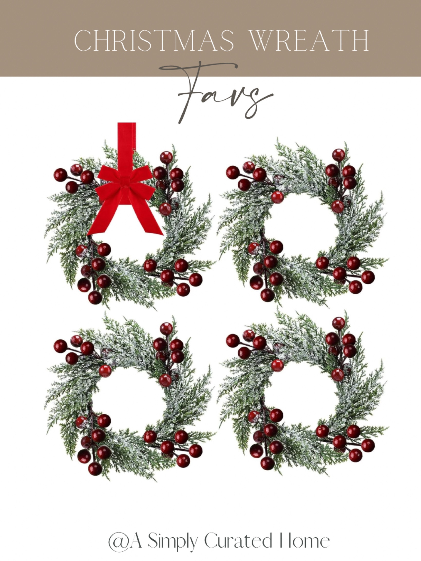 Mini Christmas wreaths with red berries!! Would look really cute around a candle! 

#LTKSeasonal #LTKHoliday #LTKHome
