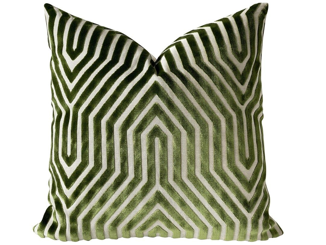 Schumacher Vanderbilt Velvet Pillow Cover in Lettuce, Designer Pillows, Green Chevron Velvet  Pil... | Etsy (US)