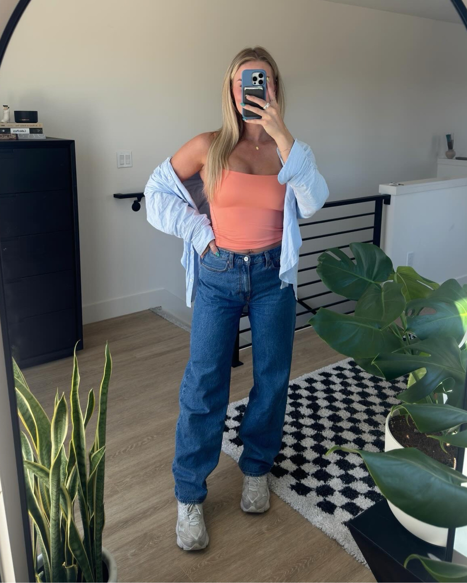 comfy casual outfit 

tank: S
linen top: M
jeans: 27L 
shoes: true to size

#LTKfitness #LTKfindsunder100 #LTKActive