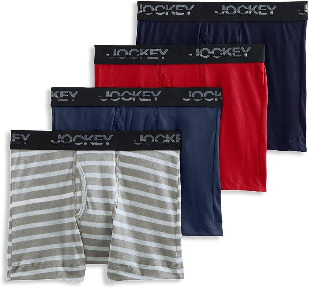 Jockey Boys' Underwear Cotton Blend Boxer Brief - 4 Pack | Amazon (US)