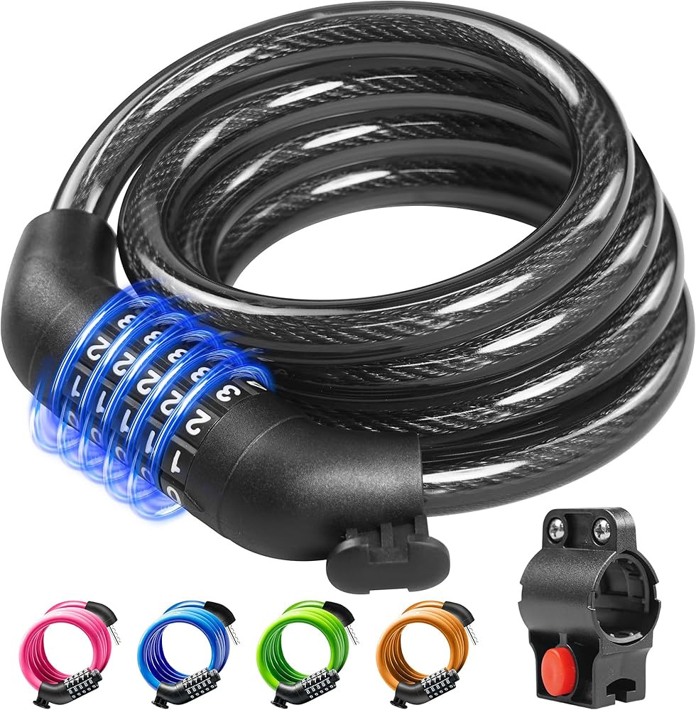 Bike Lock Cable with Combination,High Security 5-Digit Resettable Combination Bicycle Lock Anti-T... | Amazon (US)