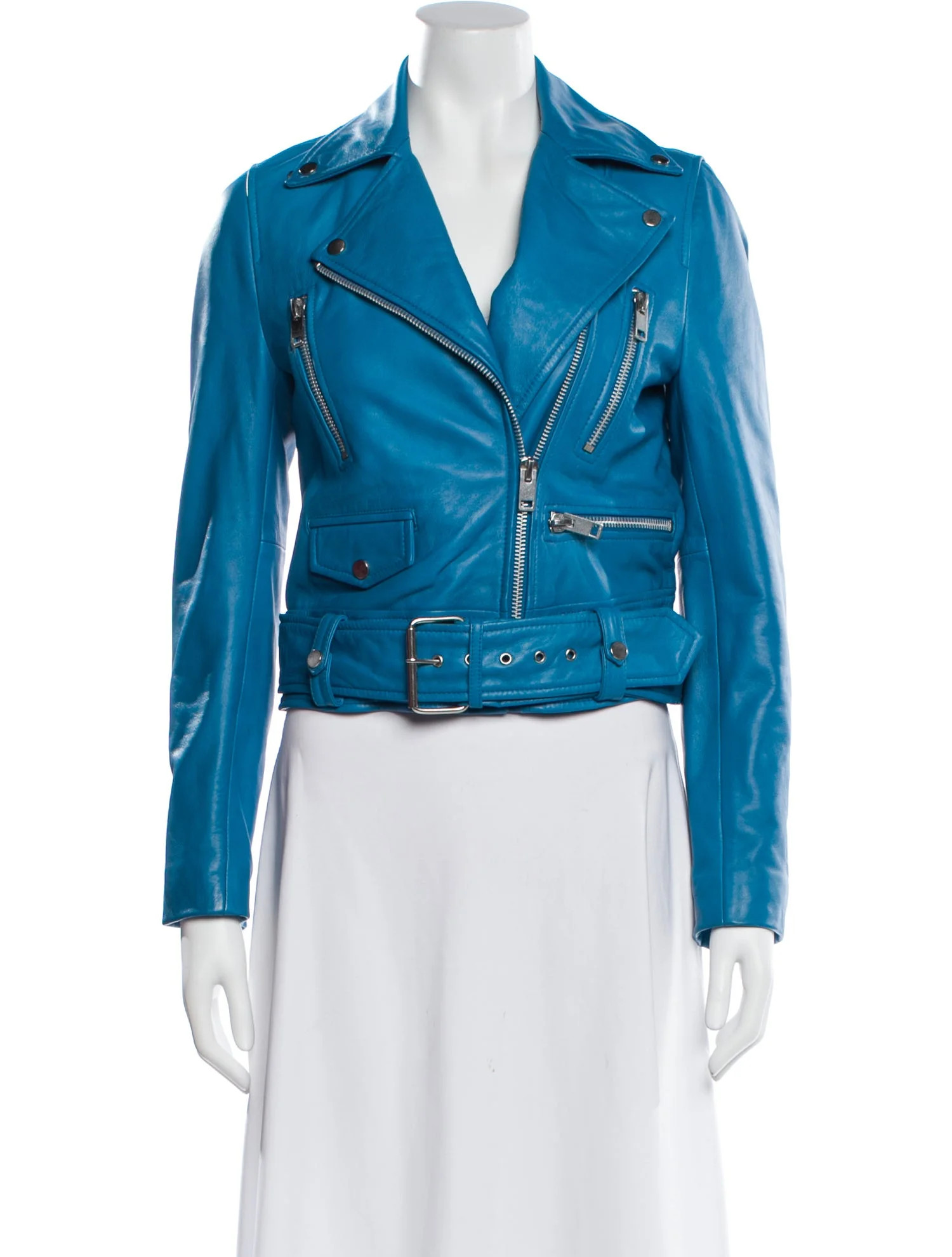 Walter Baker Leather Biker Jacket - Blue Jackets, Clothing - WWALT33769 | The RealReal | The RealReal