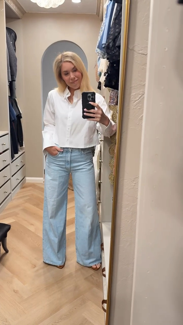 This cropped button down is getting so much wear - I can’t believe how good the quality is!

Jeans are selling out - linked to 2 places that have them!