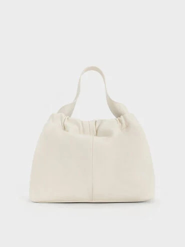 Ally Ruched Slouchy Chain-Handle Bag
 - Cream | Charles & Keith US