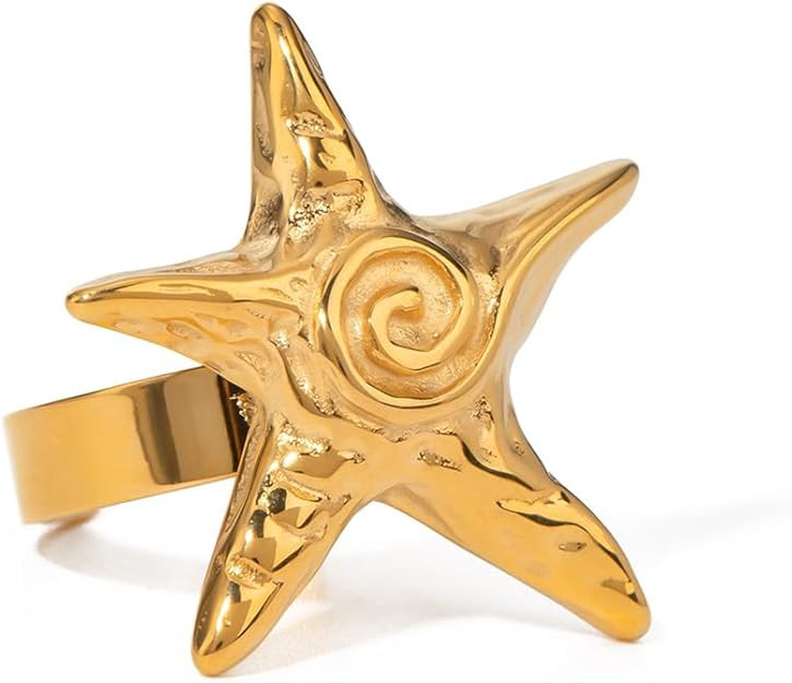 OIDIMS Vintage Starfish Statement Ring for Women Gold Plated Stainless Steel Fashion Adjustable O... | Amazon (US)