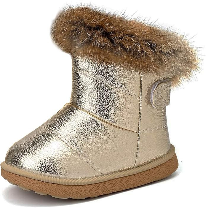 KVbabby Girl's Snow Boots Toddler Boots Kids Warm Winter Boots Fur Lined Waterproof Boots PU Leat... | Amazon (US)