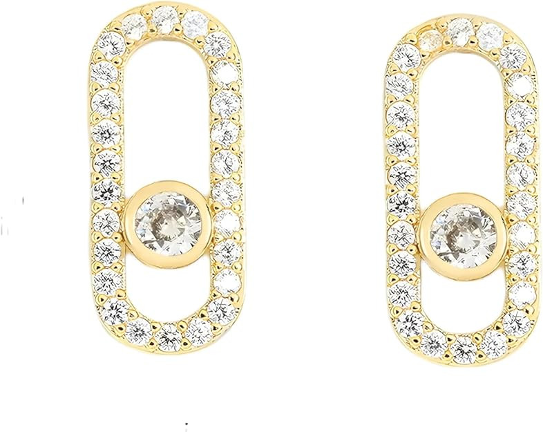 Exquisite Oval Dangle Pendant Earrings for Women silver Paper Clip Cubic Zirconia | Amazon (US)