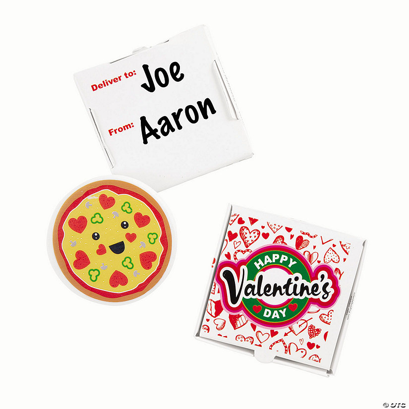 Pizza Eraser with Box Valentine Exchanges for 24 | Oriental Trading Company