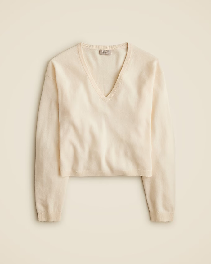 Cashmere relaxed cropped V-neck sweater | J. Crew US