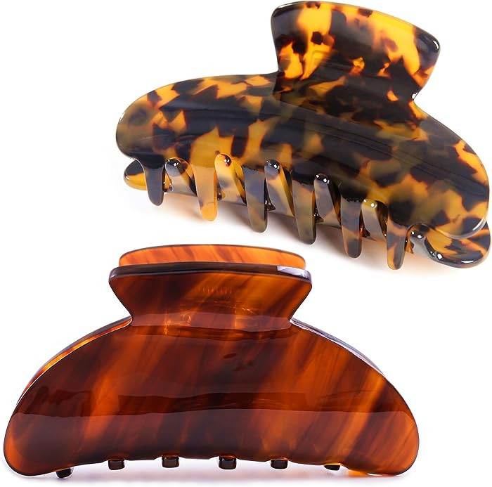 Big Claw Hair Clips for Women Hair Jaw Clips Large Hair Claw Clamps Acetate Hair Clip 2 Pack,Tort... | Amazon (US)