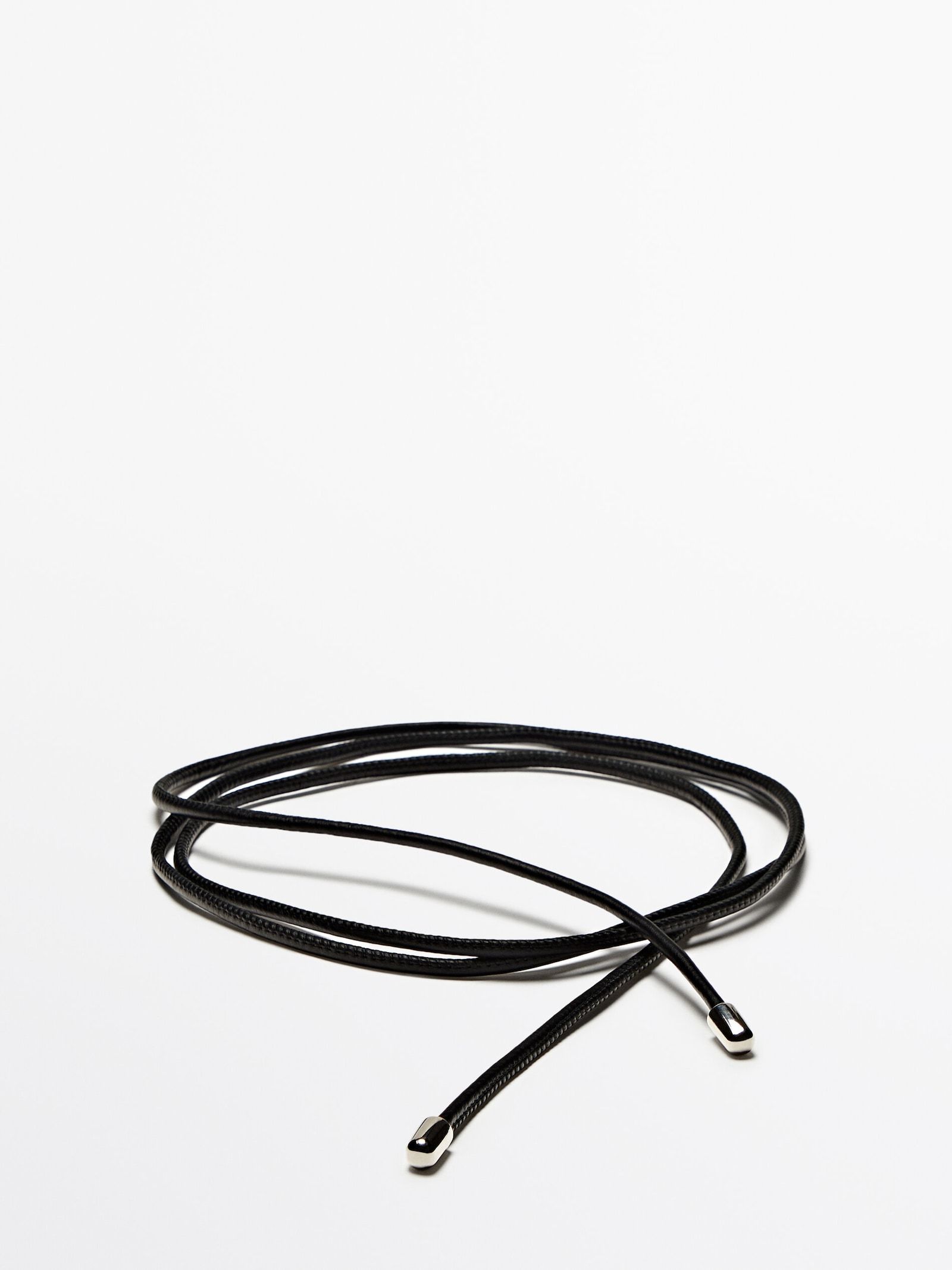 Leather cord belt with knot detail | Massimo Dutti UK