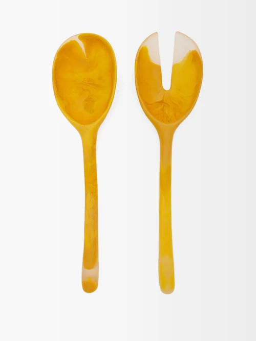 Dinosaur Designs - Stone Marbled-resin Salad Servers - Yellow | Matches (US)