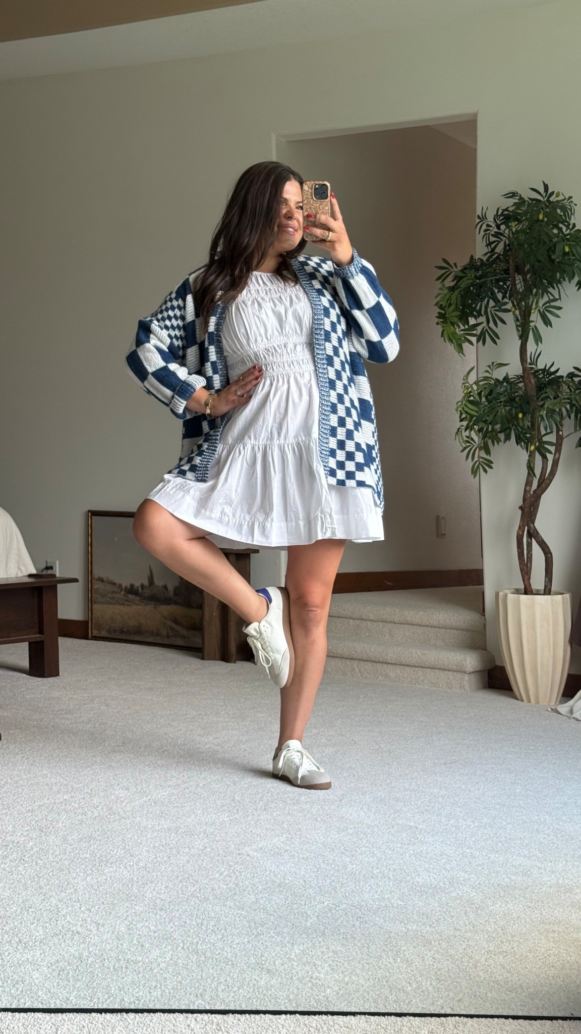 Casual teacher outfit idea for fall! Wearing size XL in this floaty white dress, love this fun cardigan- xl in that

#Midsize #fall #Teacher #WorkOutfit #CasualOutfit #FallTransition #Waitres #Maternity #Pregnancy 

#LTKSeasonal #LTKMidsize #LTKWorkwear