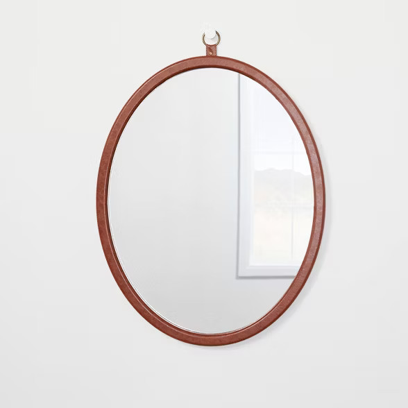 24" x 30" Oval Faux Leather Mirror with Ring - Threshold™ designed with Studio McGee | Target