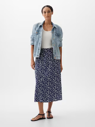 Print Midi Slip Skirt | Gap Factory