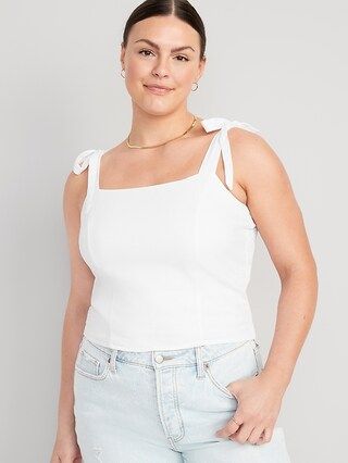 Fitted Linen-Blend Tie-Shoulder Cropped Corset Cami Top for Women | Old Navy (US)