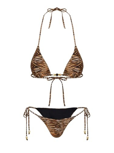 Amazon.com: RoseSeek Women's 2 Pieces Zebra Striped Bikini Set Halter Triangle Swimsuit Y2K Tie S... | Amazon (US)