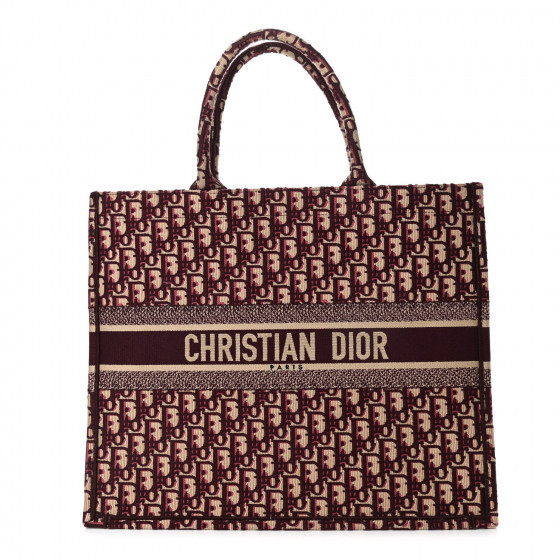CHRISTIAN DIOR Oblique Book Tote Burgundy Multicolor | Fashionphile