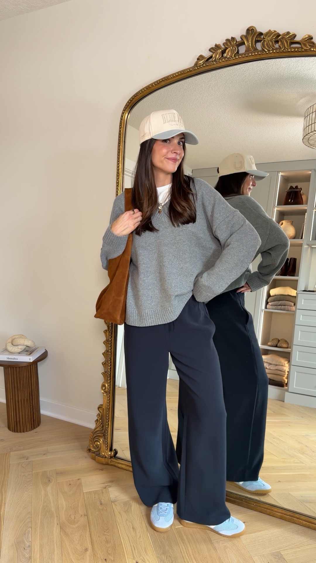 Today’s outfit 🤍 swap your leggings for these pants!! So chic and elevated. Wearing my true size S regular and I’m 5’7” 

Sweater: tts (size S - relaxed fit) 
White tee: tts (S) 
Gola Light blue sneakers: tts 

#LTKgrwm #LTKmomlife #LTKootd