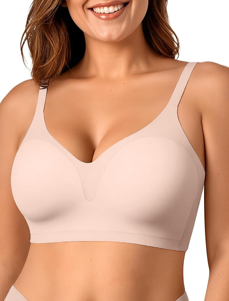 OEAK Womens Comfortable Bra Push Up Bras Wireless Support Lift Brassiere V Neck Full Coverage Eve... | Amazon (US)
