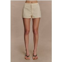 Ebony Embroidered Denim Micro Shorts - Cream I MESHKI I Size S | MESHKI US