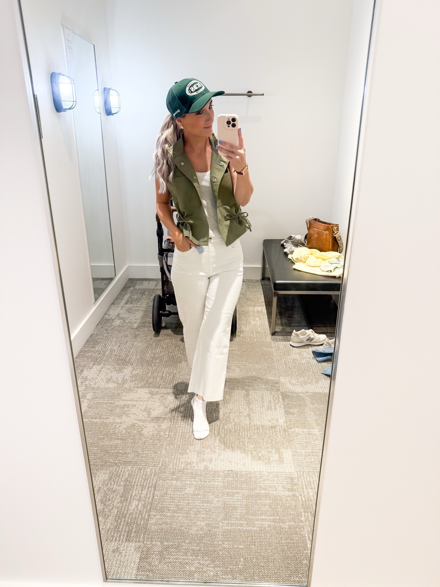 Green vest | white denim | casual mom

#LTKmomlife #LTKootd #LTKPetite
