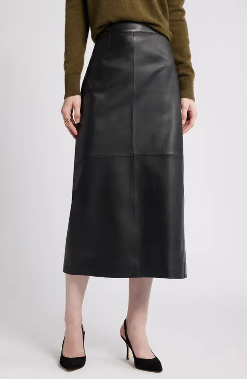 Nordstrom Leather Pencil Skirt in Black at Nordstrom, Size Medium | Nordstrom