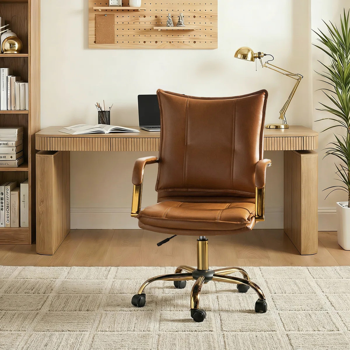 Lundgren Faux Leather Task Chair with Padded Arms | Wayfair North America