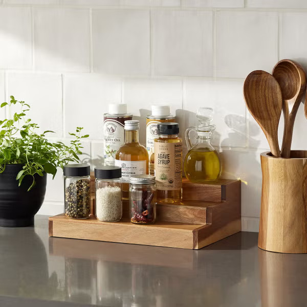 Rowan 3-Tier Acacia Expanding ShelfBy Rowan5.01 Reviews$39.99/eaOr 4 payments of $10.00 with | The Container Store