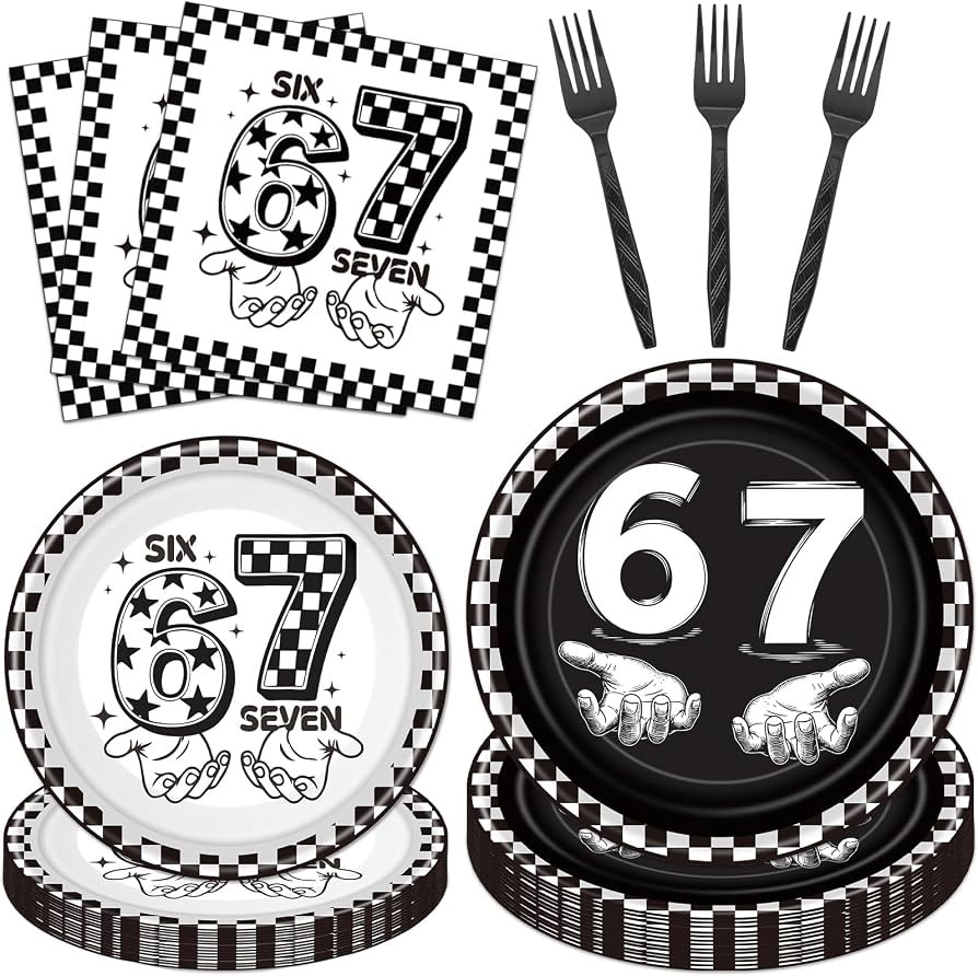 6 7 Birthday Decorations - 96 Pcs 6 7 Birthday Theme Party Plates Napkins Forks Tableware Set Dec... | Amazon (US)