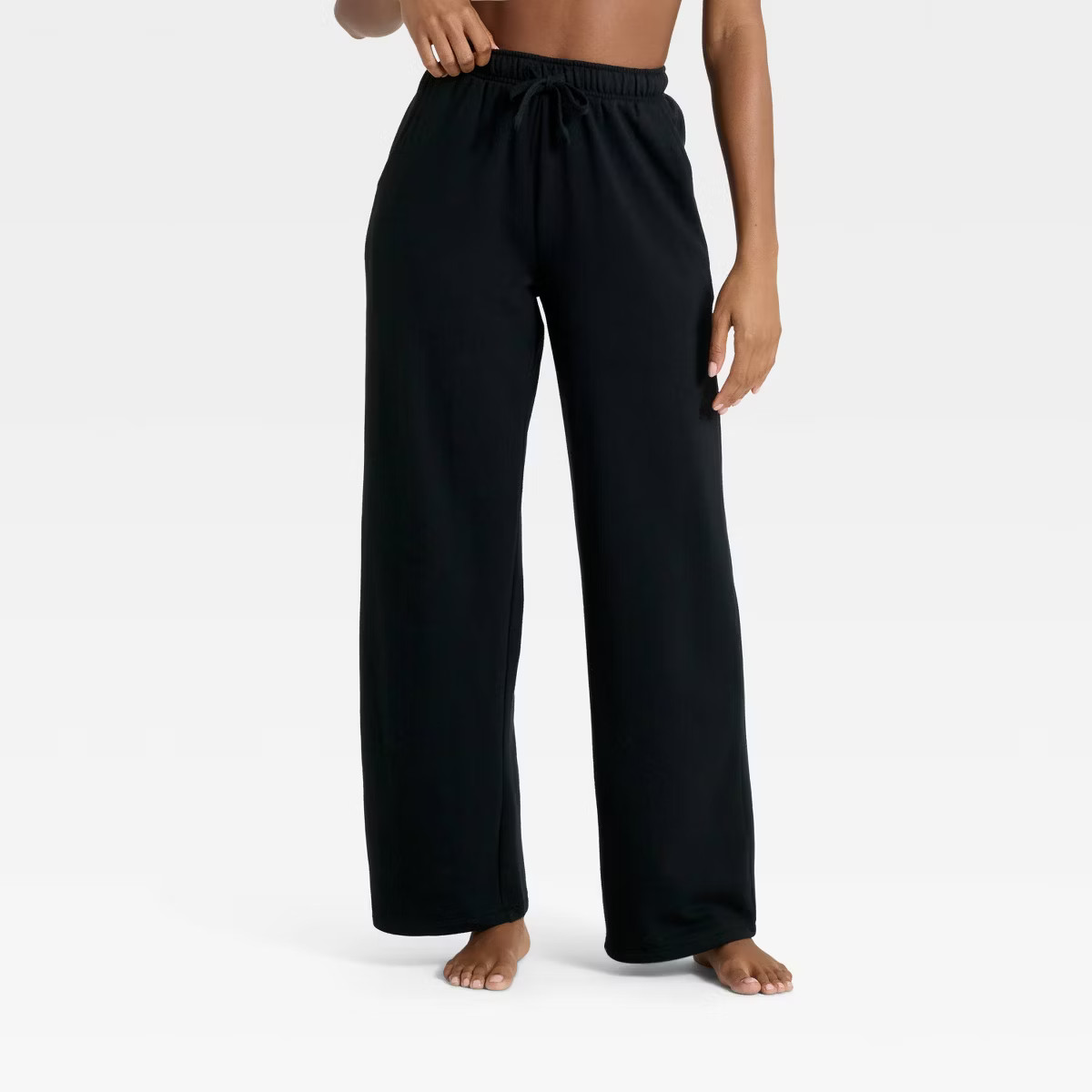 Women's Fleece Wide Leg Sweatpants - Auden™ Black XS | Target