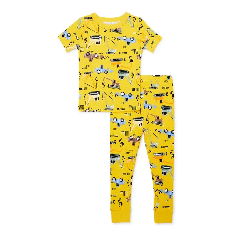 Wonder Nation Baby and Toddler Boy Tight Fit Cotton Pajama Set 2-Piece, Sizes 12M-5T | Walmart (US)