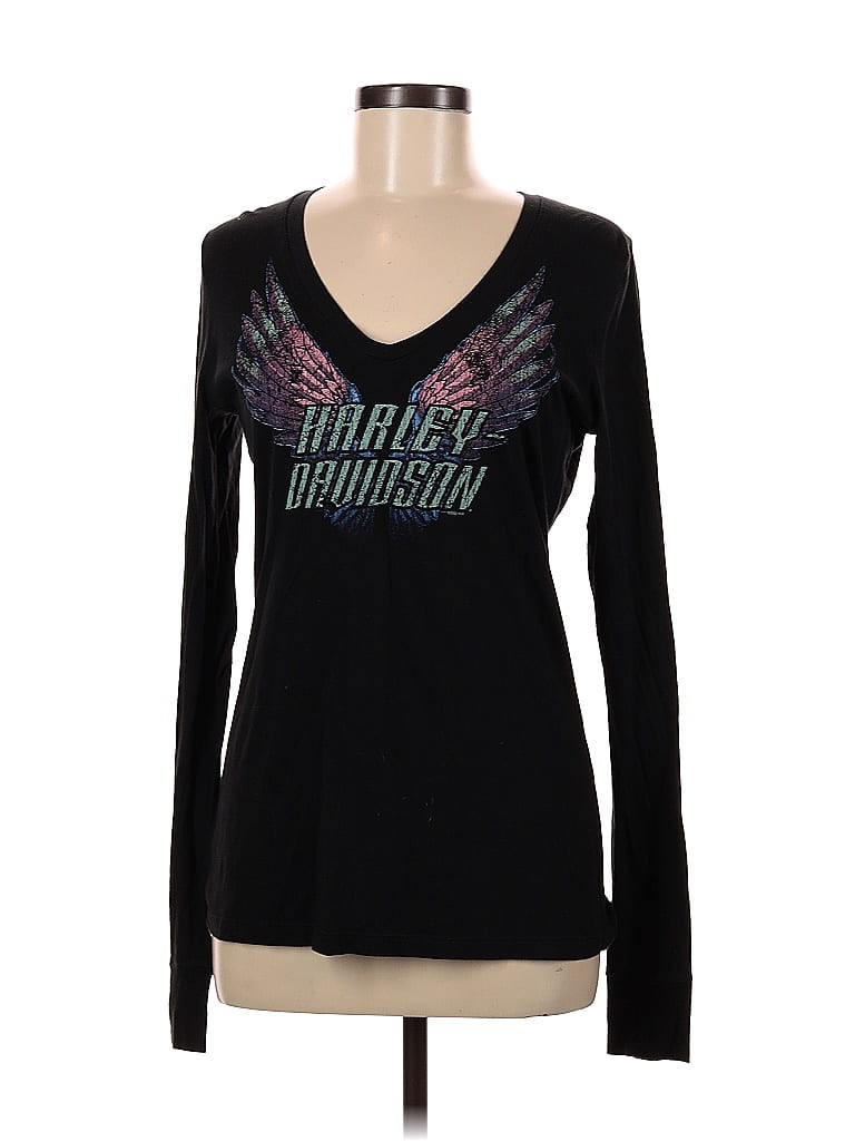 Harley Davidson Long Sleeve T-Shirt: Black Tops - Size Medium | ThredUp