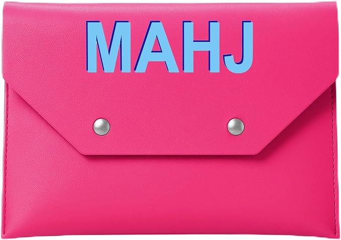 Leather Mahjong Card Holder Gift, Hot Pink, 8x6 Inch, Solid Color | Amazon (US)